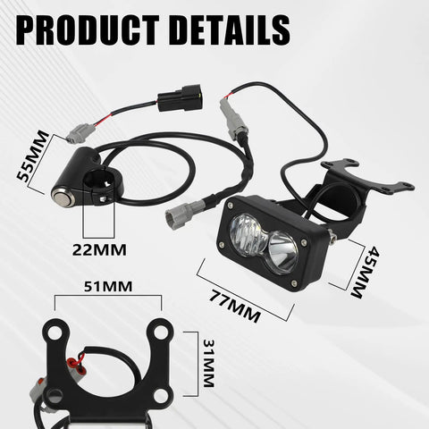 Electric Dirt Bike Headlight With Control Switch Light Bar Kit For Surron Light Bee X And S Light Bee S Talaria Sting R MX4 X260 White Lighting Durable Aluminum Housing With Heat Dissipation For Off Road Use