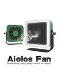 Portable Solder Fume Extractor Fan with carbon filter, mini desk tool for mobile phone repair, featuring smoke and light.