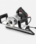 Premium Electric Tile Bevel Cutter For Slick 45 Degree Chamfers On Ceramic And Marble With Hassle Free 1 To 3 Mm Edge Depth Adjustments For Boss Level Tile Projects At Home, side view showing blade and grip.