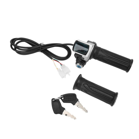 Electric Bike Twist Throttle Grip With Key Lock Set And LED Power Indicator For 48V Motorcycles And Scooters Ergonomic ABS Handlebar Grip Anti Slip Durable Easy Install Plug And Play