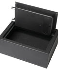 Slick Hidden Drawer Safe With Electronic Lock And Backup Key For Desk Or Nightstand Built Tough From Solid Steel Construction showing interior with foam padding.
