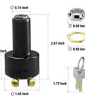 Three Position Key Off On Start Boat Ignition Switch For Outboard Motors with brass terminals and keys