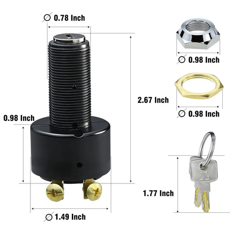 Three Position Key Off On Start Boat Ignition Switch For Outboard Motors with brass terminals and keys