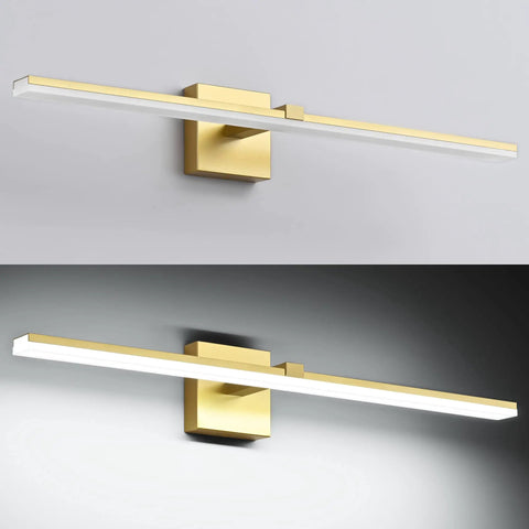 Gold 24 Inch Dimmable LED Vanity Light for Bathroom Over Mirror, Modern Bath Fixture in 6000K Cool White, Flicker Free 18W Dope Minimalist Look