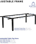 Heavy Duty VIVO 4 Leg Black Electric Dual Motor Standing Desk Frame For 60-130 Inch Tops, adjustable frame with weight capacity.