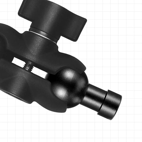 Durable Aluminum 17mm Ball Head Mount with a One Quarter Inch Twenty Screw, universal adapter, side view