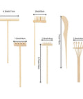 Mini Zen Garden Rake Tools Set With 24 Pieces, bamboo rakes for desk, shown with measurements for DIY decor and meditation.