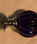 Blue Solid Crystal Pumpkin Drawer Knob Handle For Cabinets And Dressers One And Three Quarters Inches Wide Cast Iron Pull Set Of Twelve