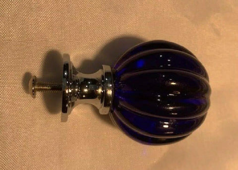 Blue Solid Crystal Pumpkin Drawer Knob Handle For Cabinets And Dressers One And Three Quarters Inches Wide Cast Iron Pull Set Of Twelve