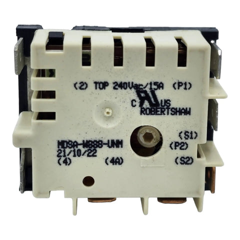 Back view of Infinite Switch Energy Regulator Replacement For Samsung Range Burner DG44-01002A OEM control switch.