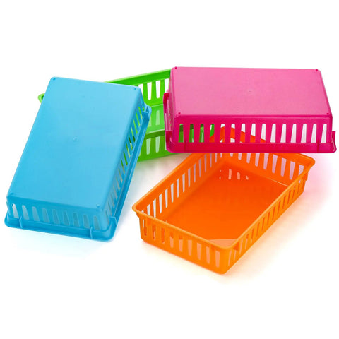 16 Pack Colorful Plastic Classroom Storage Baskets Bins For Crayons And Pencils Small Desk Organizer Trays assorted colors