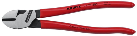 Red-handled high leverage angled diagonal cutters 8 inch, forged on axle, pro grade heavy duty, precise wire cutting tool, 20 percent less effort
