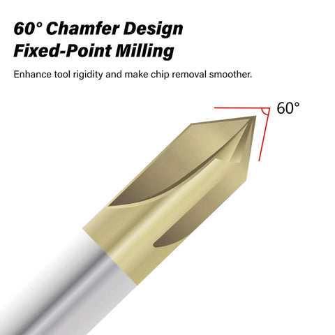 ALYICIA carbide chamfer end mill with 60° V-groove, gold ZrN coating