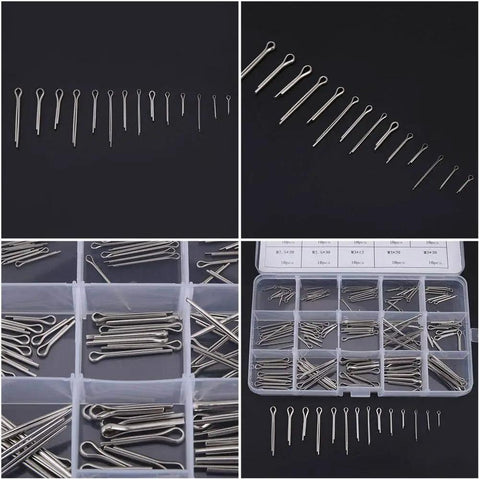 Heavy Duty Split Cotter Pin Kit 150 Pcs Set Featuring 15 Sizes M1-M3, 304 Stainless Steel Pins For DIY, Automotive, And Machinery
