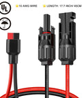10 AWG Solar Panel Extension Cable Kit with Solar Connector and ADS Port Adapter, heavy duty copper wire, 17.7 inch length.