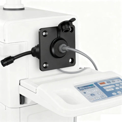 Beefy Metal Electrical Outlet With Slick Ergonomic Plug Design No Sweat Easy Install For Camping Rv Satellites And Mobile Living Spaces Dependable Five Amp Power Rig installed on a device with control panel.