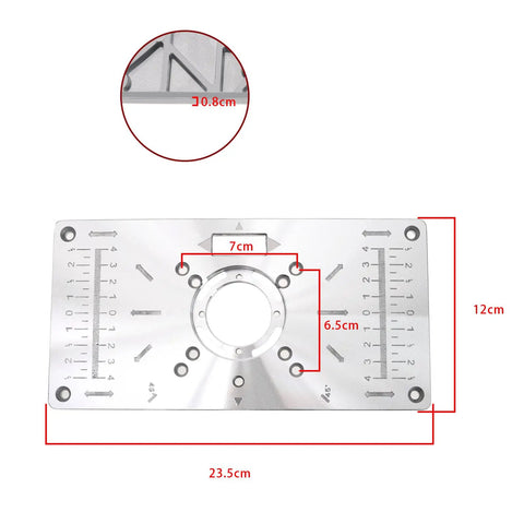Pro Grade Heavy Gauge Aluminum Router Table Insert Plate With Four Quick Swap Rings And Secure Mount Screws For Woodworking Trim Machines, 23.5 x 12 cm
