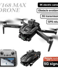 GPS Drone With Pro Grade 4K Dual Cameras And 4.5 Inch LCD Remote showcasing foldable design, brushless motors, and obstacle avoidance features.