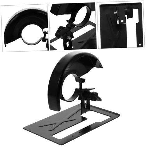 Heavy Duty Angle Grinder Protective Cover And Spark Guard Stand featuring a black steel base holder for safe power tool setups.