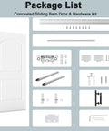 Ready To Paint White Primer Raised Two Panel Sliding Barn Door With Hella Smooth Soft Close Hardware package list image.