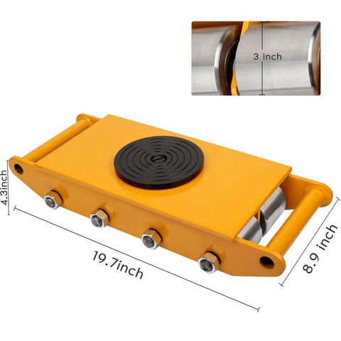 Heavy Duty Machinery Skate Dolly With 360 Degree Free Spin And Eight Reinforced Steel Wheels For No Sweat Factory Moves Up To 26400 Pound Capacity Shop Floor Mover Cart