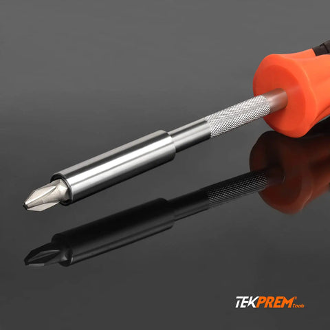 Magnetic One Quarter Inch Bit Driver With Non Slip Handle For Holding Bits And Screws, 190mm Length, Strong Magnet Tip, Hex Bit Holder For Long Or Short Shank Bits