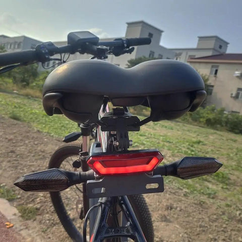 36V 48V 52V E Bike And Tricycle Light Kit Featuring Front Headlight, Rear Brake Light, Flowing Turn Signals, Waterproof Construction Fit For BAFANG And Other Electric Bikes. rear light and turn signals mounted under bike seat