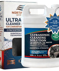Top Notch Ultrasonic Cleaner Fluid For Carburetors And Engine Parts That Cuts Right Through Grease Varnish And Road Grime Fast For Garage Crews And Bikers in 1 gallon container.