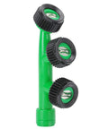 Three Pack Misting Nozzle Atomizing For Precise Irrigation In The Garden Pro Grade shown in green with adjustable heads.