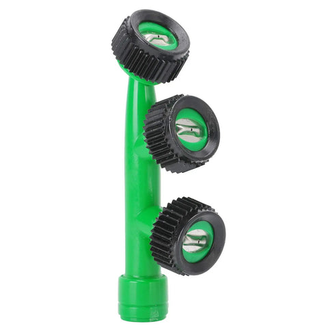 Three Pack Misting Nozzle Atomizing For Precise Irrigation In The Garden Pro Grade shown in green with adjustable heads.