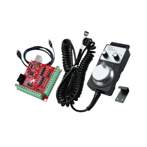 4 Axis Remote MPG Pendant Handwheel 10 Pin Connector for CNC Engraving with coiled cable, red USB motion controller card not included