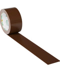 Heavy Duty Brown Colored Duct Tape Single Roll 60 Foot laying flat, ideal for temporary floor marking and crafts.
