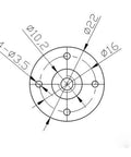 Technical drawing of brass flange for 8mm Lead Screw For 3D Printer Z Axis 600mm Length 4 Start 8mm Lead 2mm Pitch