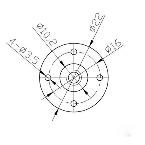 Technical drawing of brass flange for 8mm Lead Screw For 3D Printer Z Axis 600mm Length 4 Start 8mm Lead 2mm Pitch