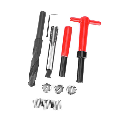 Heavy Duty Stainless Steel Thread Repair Kit With Complete Twist Insert Tools For fixing stripped bolts nuts auto parts switches And demanding Machinery Jobs To Get Back In The Saddle Fast with drill, tap, wrench, and inserts