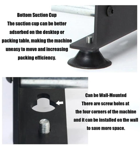 Heavy Duty Honeycomb Paper Dispenser And Packaging Feeder With Adjustable Tension And Stretching Device For Smooth Roll Action showing bottom suction cup for stability.