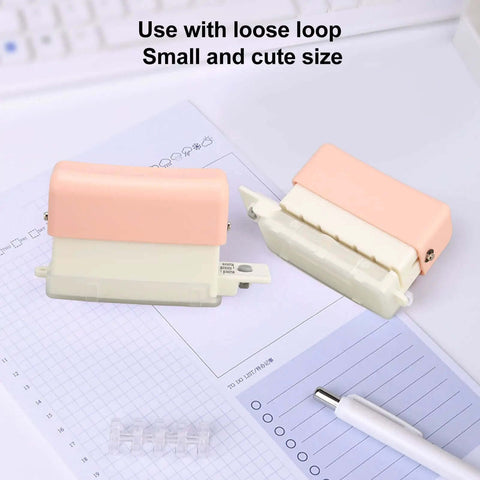 Portable 6 Hole Punch Adjustable Metal Handy Hole Puncher With Chip Tray And Positioning Pillar in light pink color
