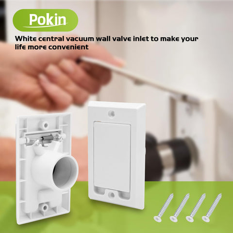 Square Door Low Voltage Central Vacuum Inlet Wall Plate with screws, compatible with Nutone Beam VacuFlow Electrolux, 4.92H x 3.15W x 1.77D