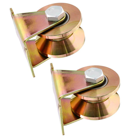 Heavy Duty V Type Groove Rail Door Pulley Block Two Pack With Steel Single Wheel Sliding Track Roller for industrial use