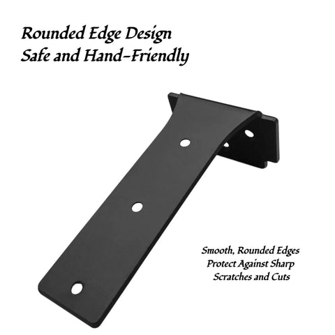 Rounded edge Heavy Duty Iron Two Shelf Brackets Black Coated Metal Wall Supports For Floating Shelves No Welds Rust Resistant