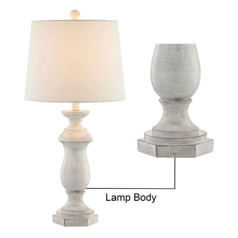 27 Inch Farmhouse Table Lamps Set Of 2 For Living Room Rustic End Table Lamps With White Fabric Shade Antique White Finish