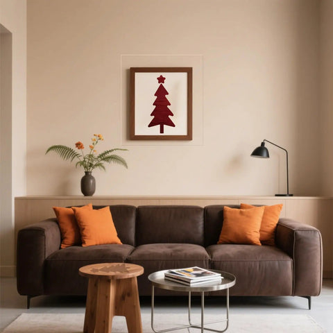 Top Shelf Christmas Acrylic Router Templates With Slick Holiday Motifs For Knockout Diy Woodworking And Cabinet Jigs Measuring Five Point Five By Seven Point Nine Inches In Crisp White Finish framed art of a Christmas tree in living room.