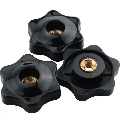 10 Pcs M6 Star Knob Fixtures Tight Handle Nut Through Hole Plastic Knurled Copper Core Knobs For Saw Fence Drilling Machine