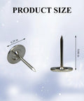 Heavy Duty Silver Thumb Tacks And Push Pins 50 Pack Straight Up Premium Multi Purpose Decorative Wall Fasteners shown at 0.39 in and 0.66 in sizes.