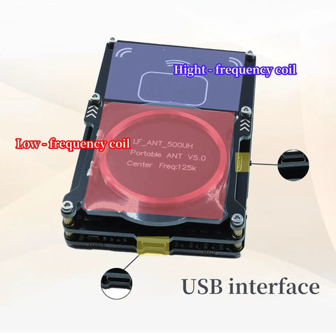 Proxmark3 Easy V5.0 512MB RFID Reader Writer with Built In Antenna Dual Frequency 125kHz and 13.56MHz showing USB interface.