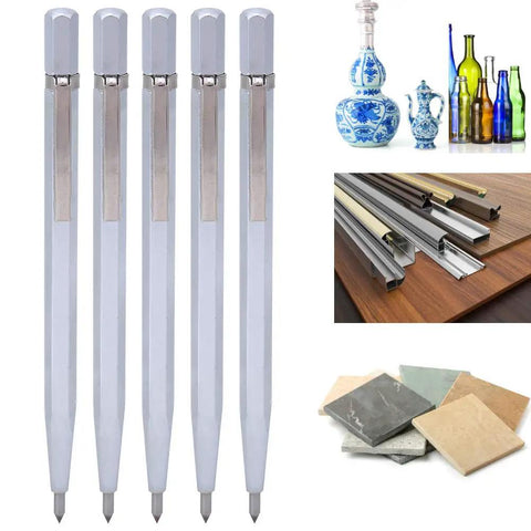 Five Piece Diamond Scriber Pen Set Featuring Rock Hard Tungsten Carbide Tips For Smooth Marking And Quick Engraving on various materials.