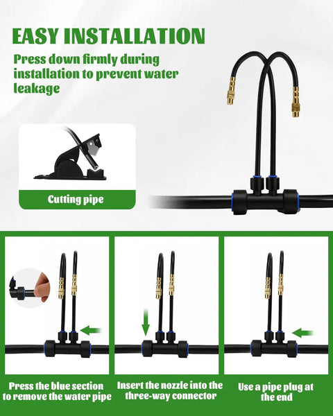 Easy installation guide for 66Ft Drip Irrigation System With 40 Nozzles For Lawn And Raised Bed Automatic Garden Watering Kit.