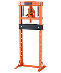 Rock Solid 12 Ton H Frame Shop Press with black base and orange frame, ideal for pulling stubborn ball joints and bushings.