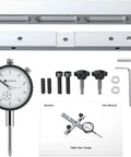Pro Grade Dial Indicator Table Saw Gauge For Spot On Alignment And Calibration In The Workshop Fits Standard Miter Slot Three Eighths By Three Quarters Inch Width Detects Arbor And Blade Runout For Table Saws With Three Quarters Inch Or Larger Groove parts with manual