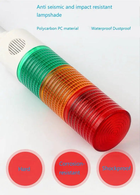 24V LED Indicator Lights For Industrial Machines And Tooling featuring a red and green 2-layer beacon with durable polycarbonate material
